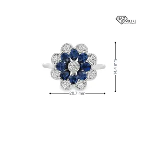 14K White Gold Diamond Sapphire Ring