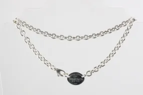 15.5" Tiffany & Co. 925 Silver Return to Tiffany Oval Tag Choker Necklace (52.04g.)