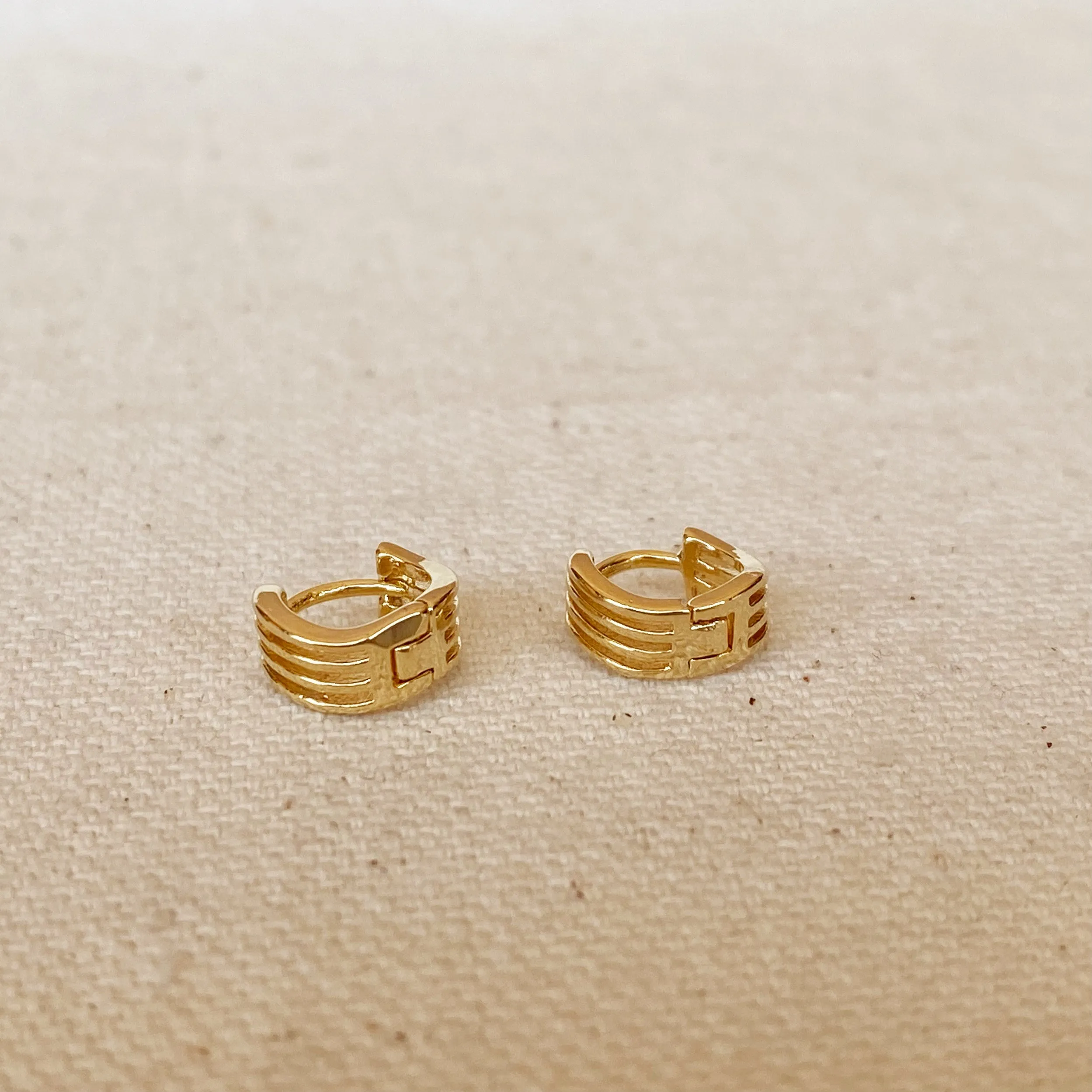 18k Gold Filled Tiny Waves Clicker Hoop Earrings