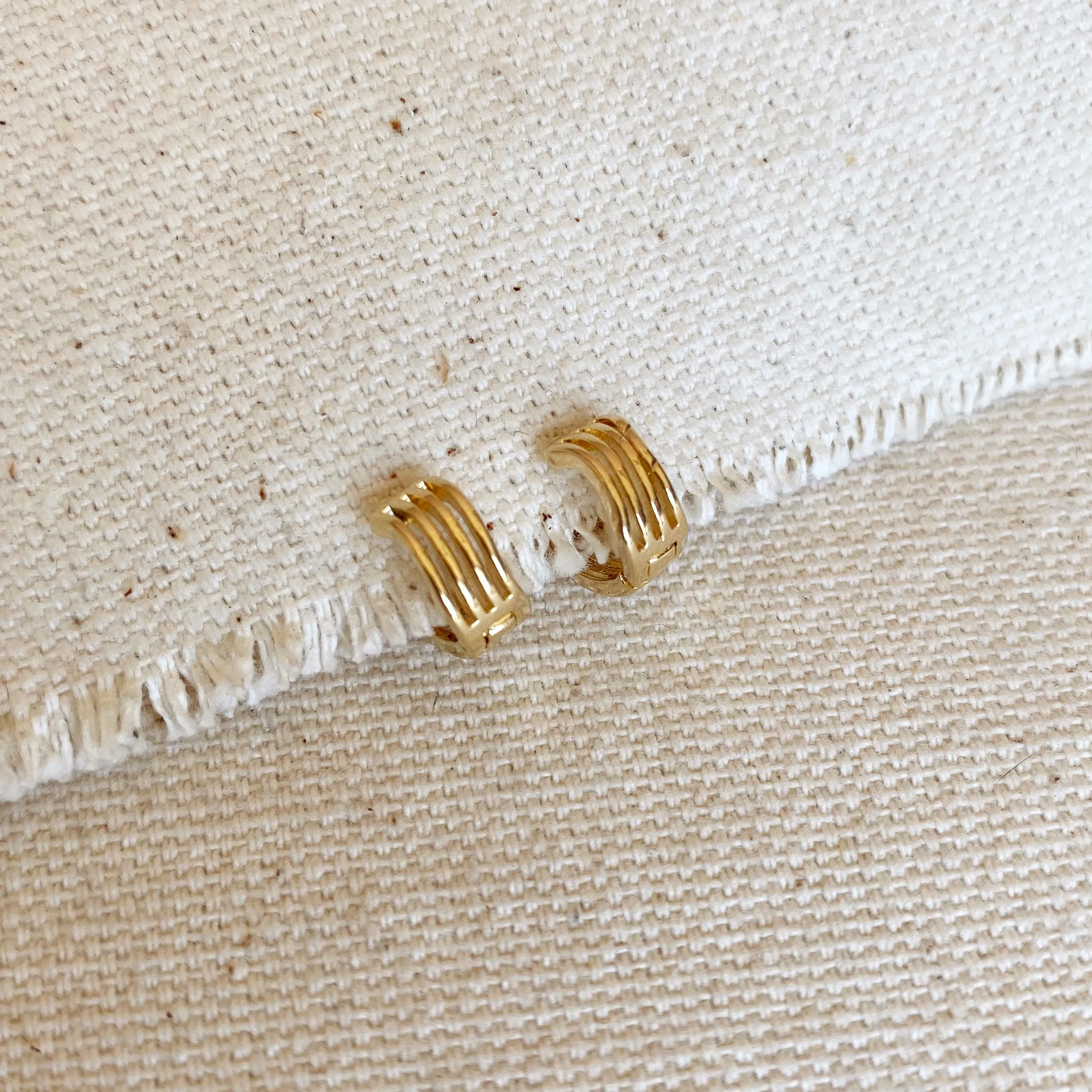 18k Gold Filled Tiny Waves Clicker Hoop Earrings