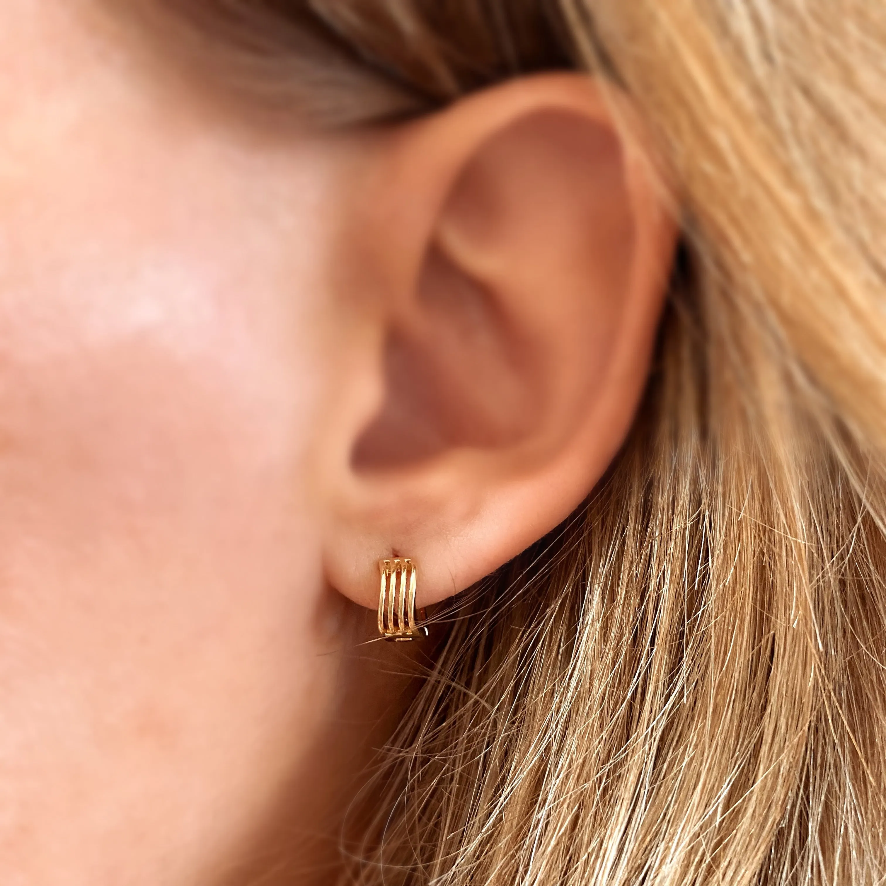 18k Gold Filled Tiny Waves Clicker Hoop Earrings