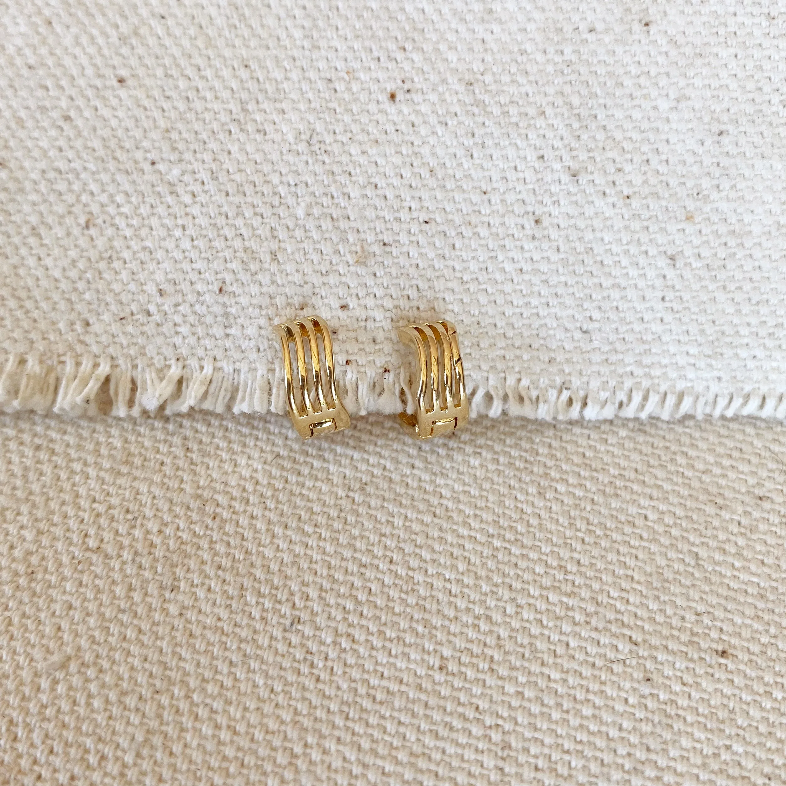 18k Gold Filled Tiny Waves Clicker Hoop Earrings