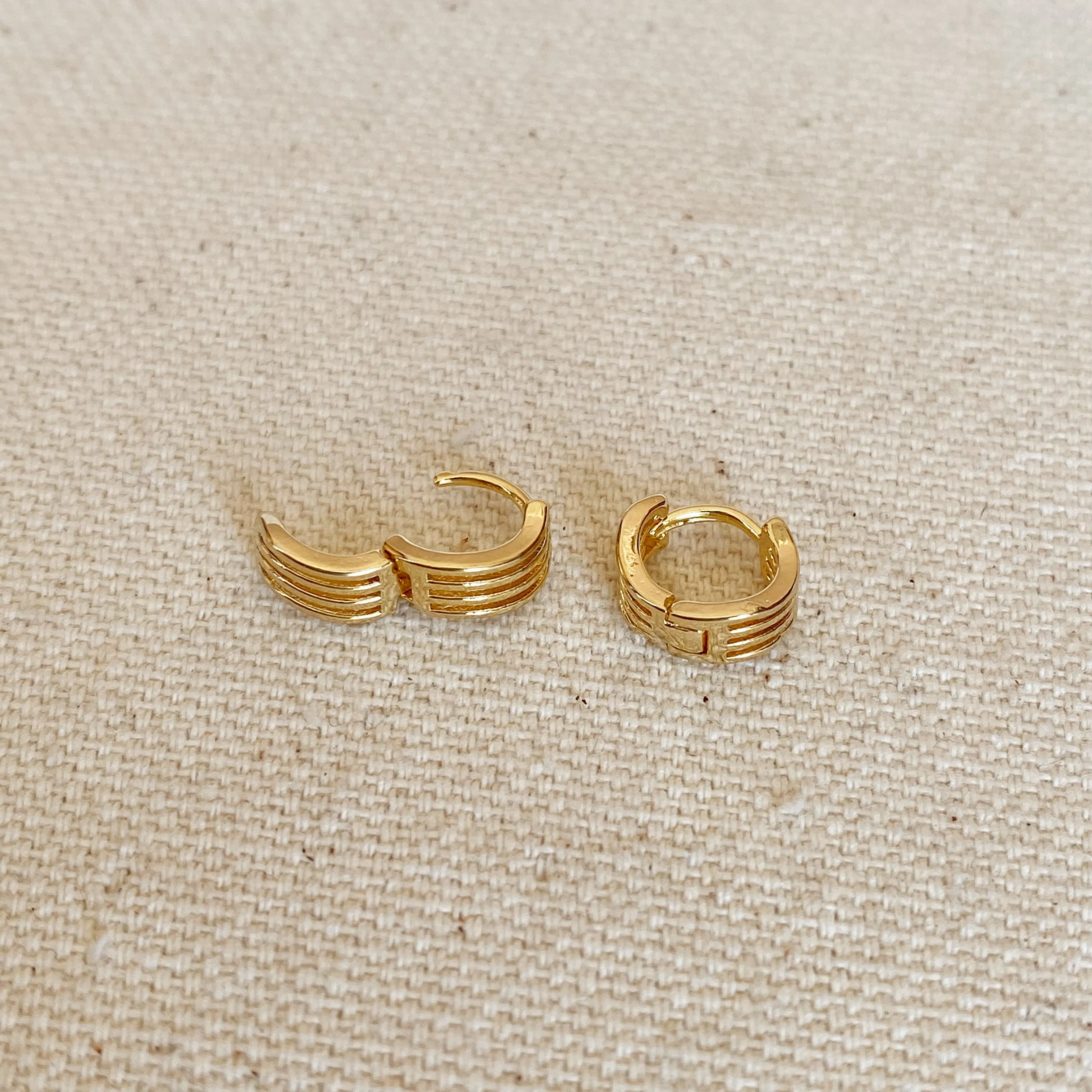 18k Gold Filled Tiny Waves Clicker Hoop Earrings