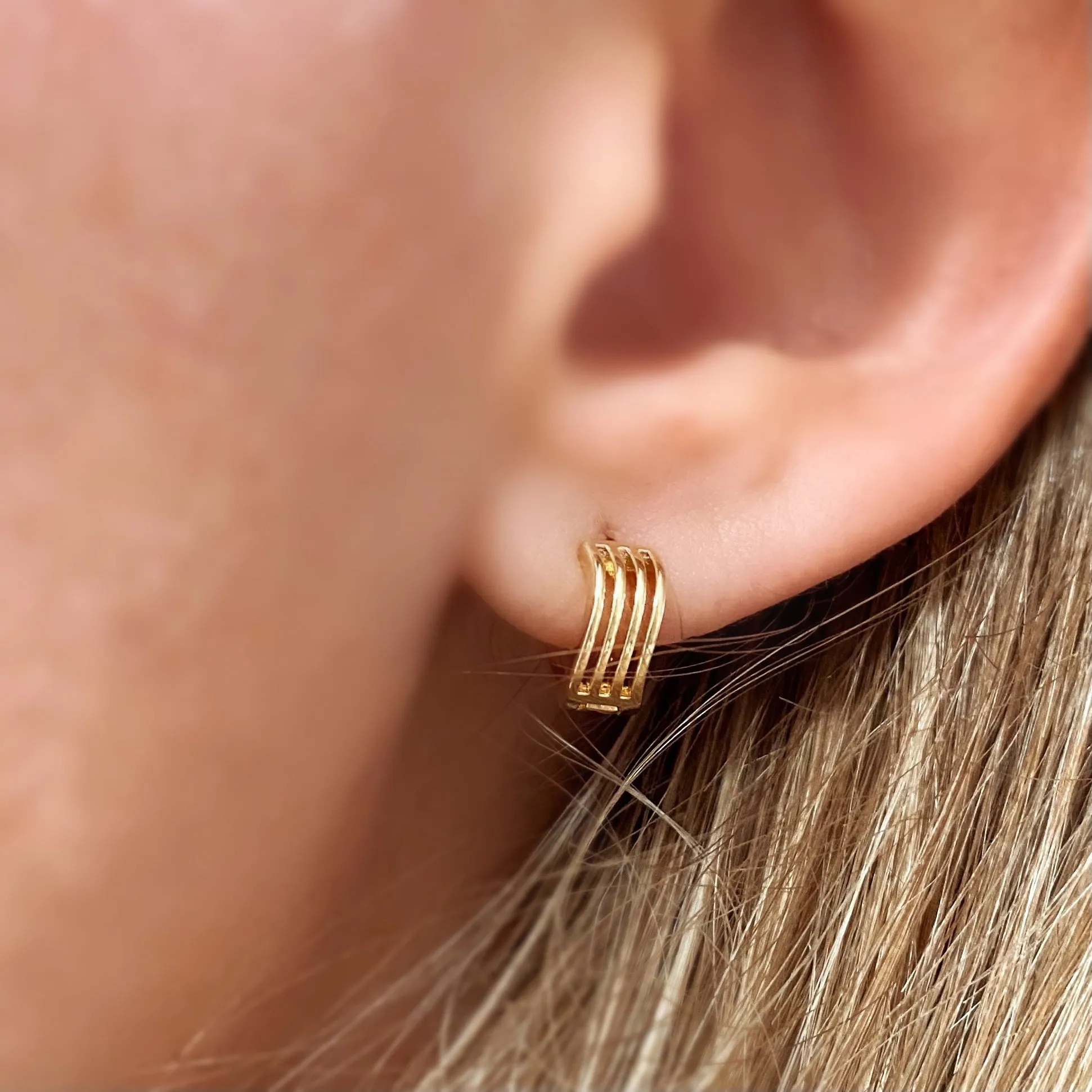 18k Gold Filled Tiny Waves Clicker Hoop Earrings