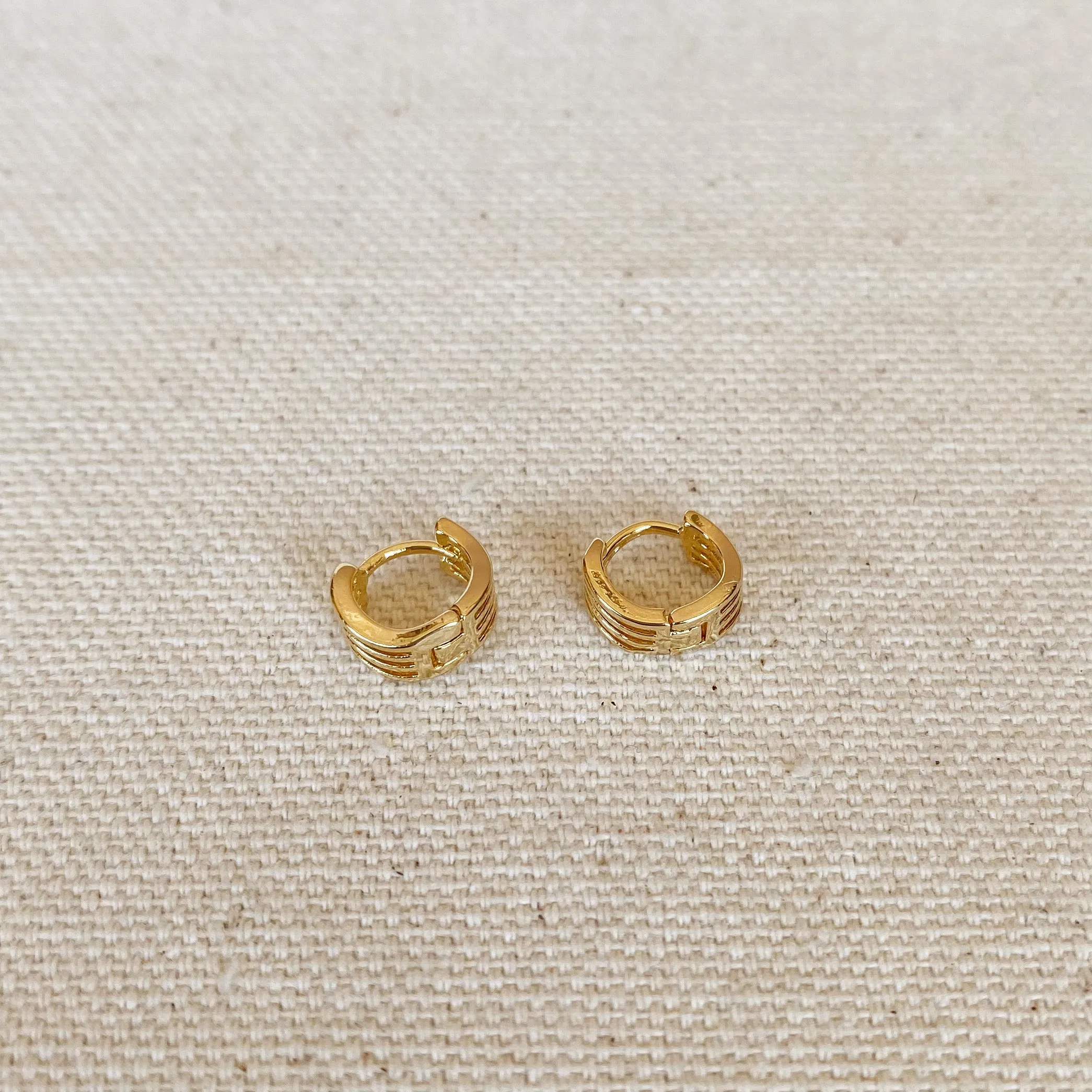 18k Gold Filled Tiny Waves Clicker Hoop Earrings