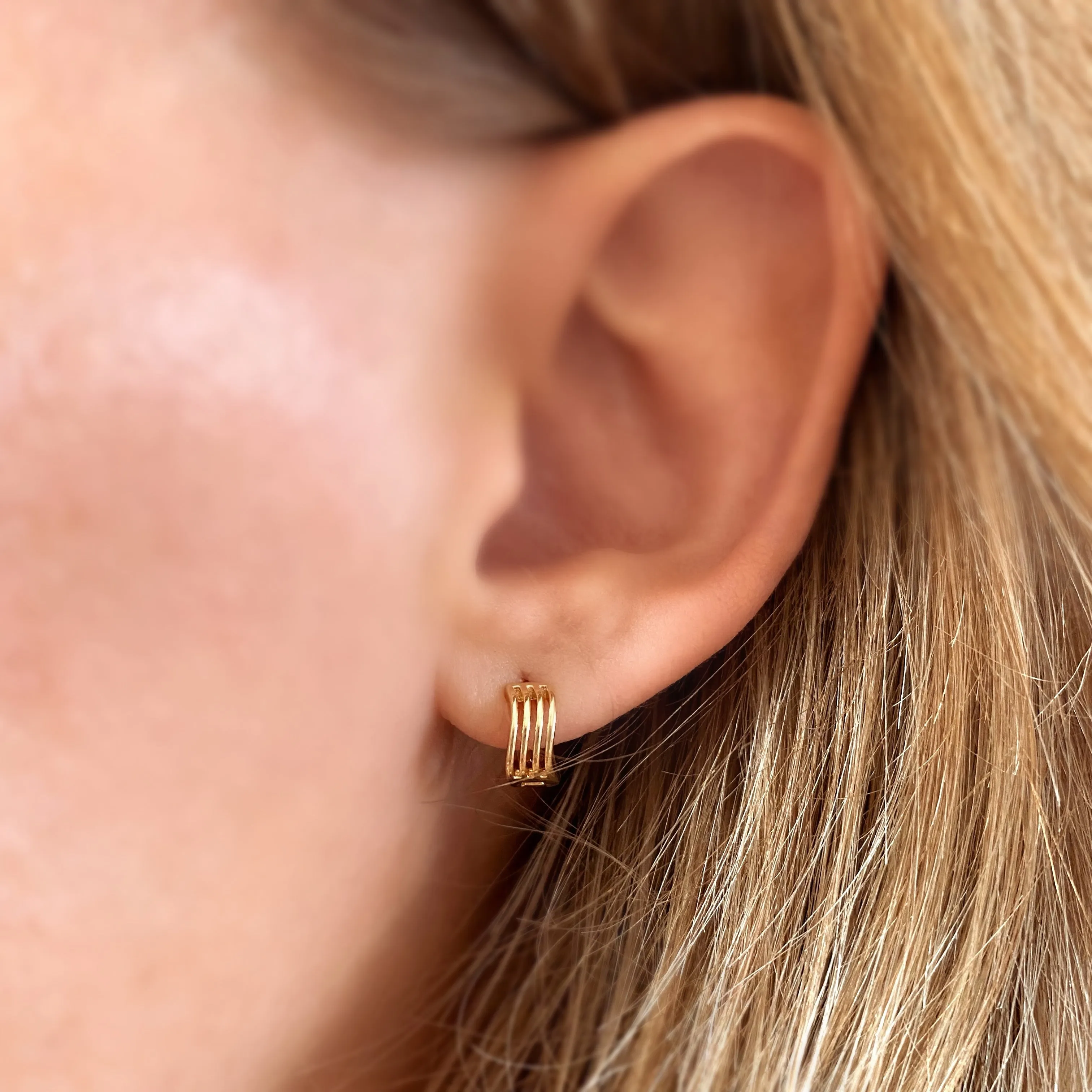 18k Gold Filled Tiny Waves Clicker Hoop Earrings
