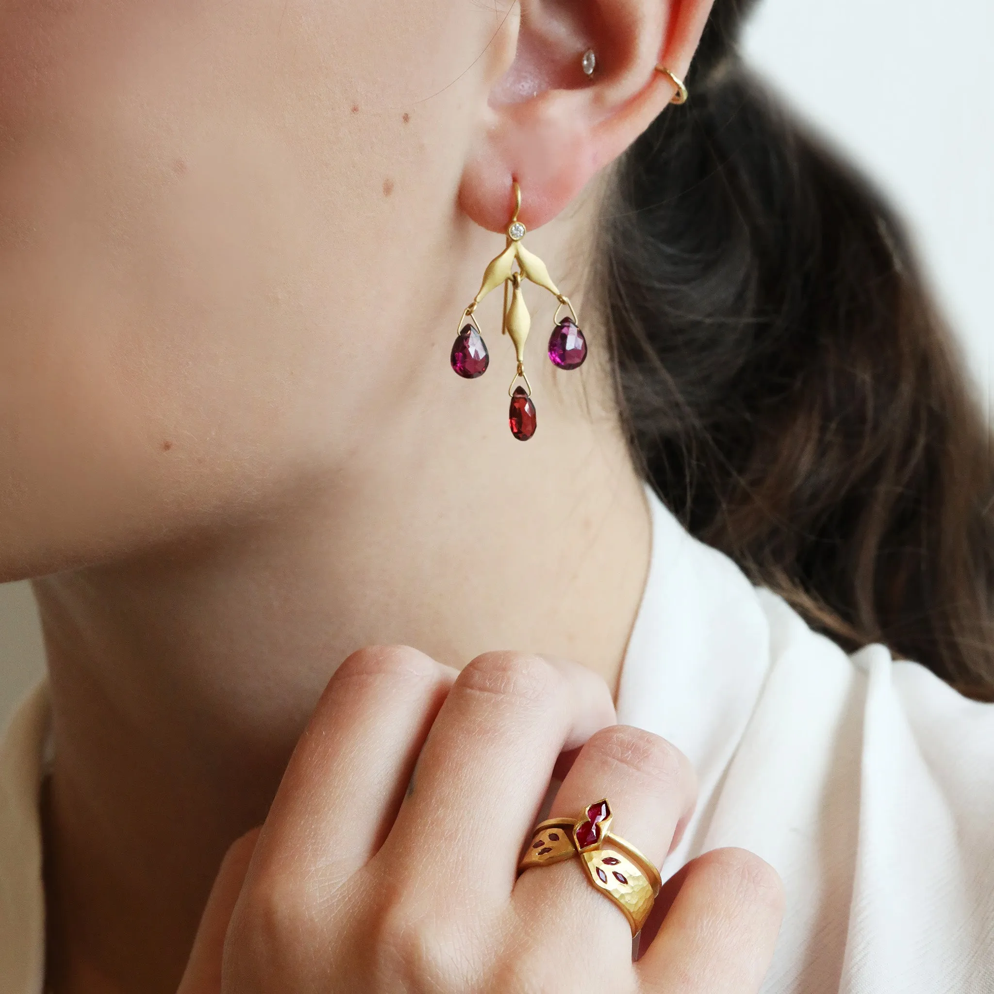 22K Gold Natural Ruby Shield Ring