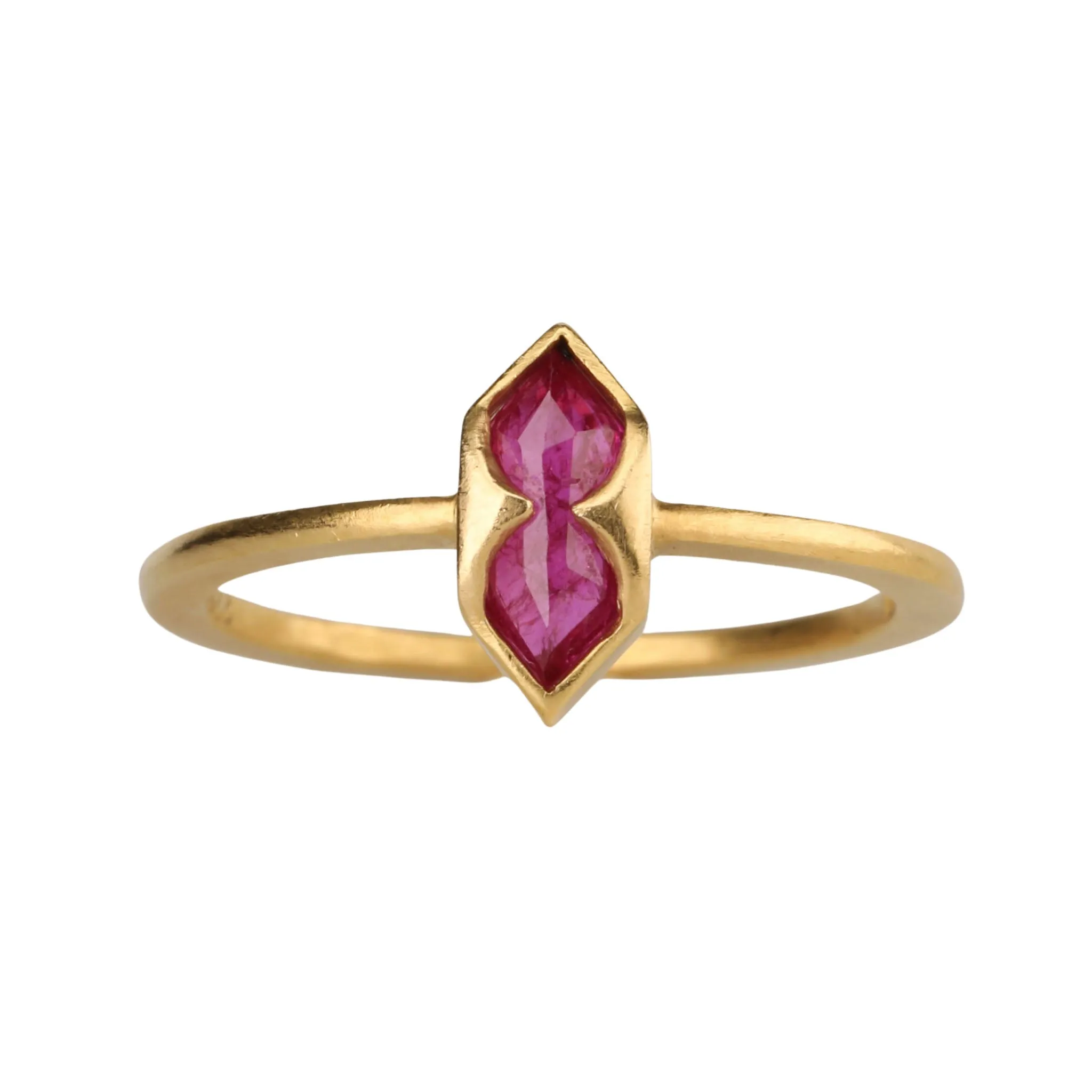 22K Gold Natural Ruby Shield Ring