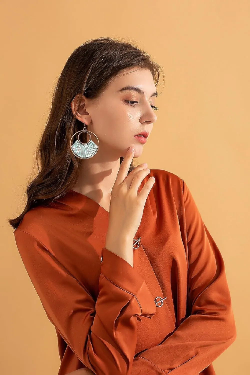 8 Pairs Bohemian Earrings for Women Vintage Boho Dangle Drop Earrings Geometric Teardrop Earring Retro Metal Hollow Hoop Earrings Ethnic Style Jewelry Earrings Set