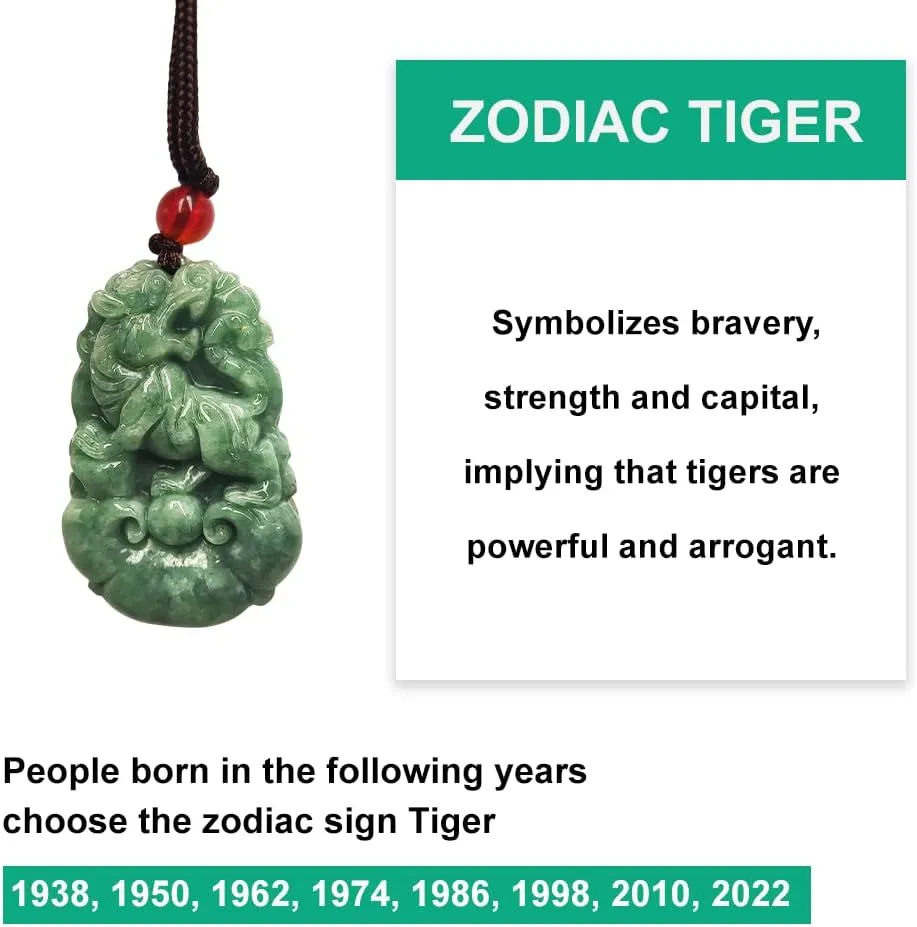 Chinese Zodiac Jadeite Necklace, Fine Jadeite Grade A Gemstone Twelve Zodiac Signs Made by Zodiac Animals Necklace Pendant Amulet