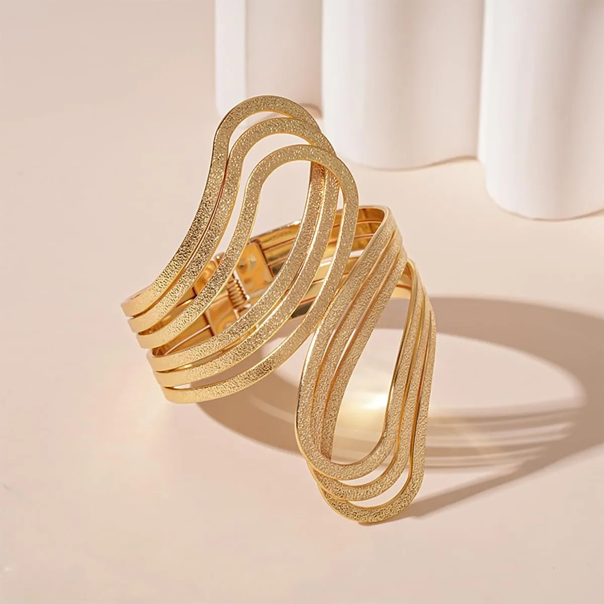 Chunky Cuff Bracelets for Women Wide Gold/Silver Arm Cuffs Bangle Hollow Out Adjustable Bracelets Punk Vintage Jewelry
