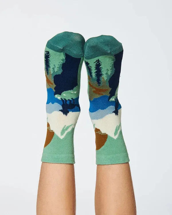 Deux Par Deux Boys Landscape Socks  G20YBS  Jadeite