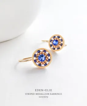 EDEN   ELIE Striped Medallion drop earrings - serenity