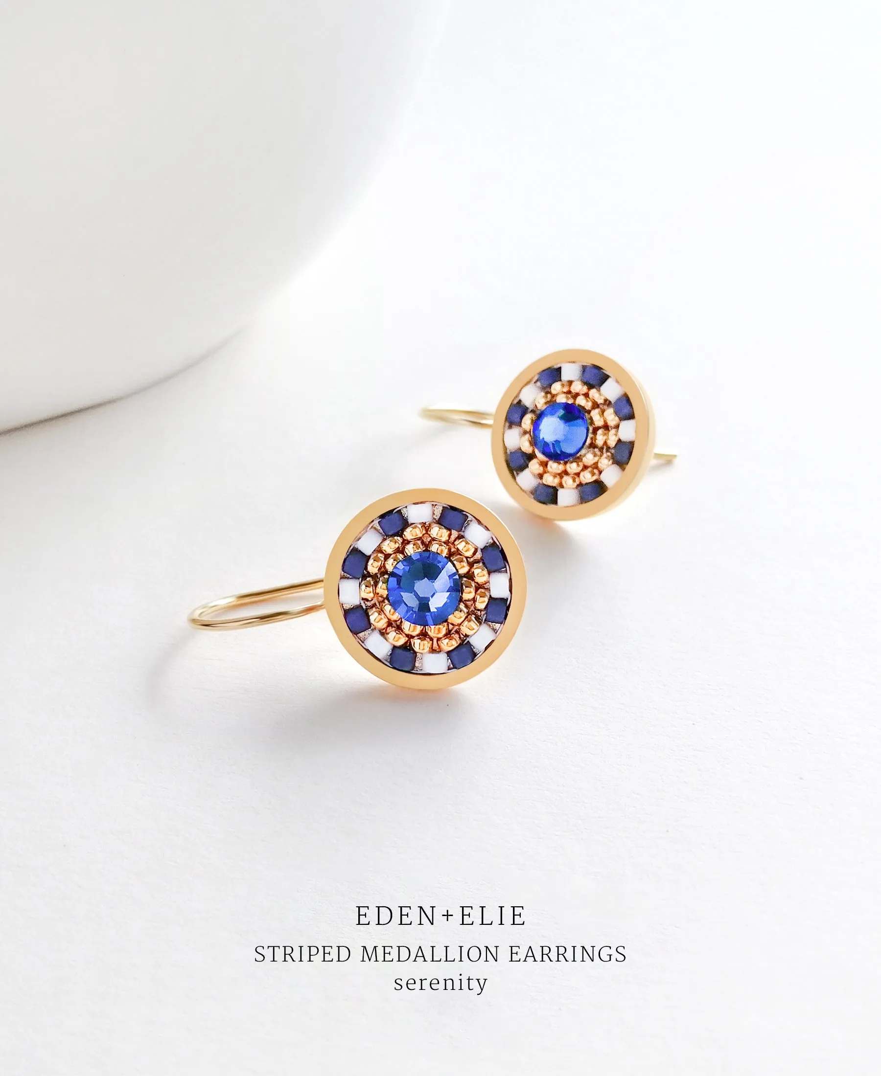 EDEN   ELIE Striped Medallion drop earrings - serenity
