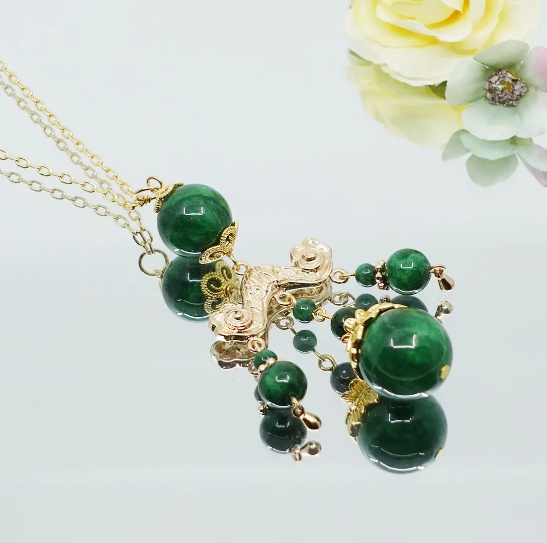 Elf Forest Long Tassel Necklace Gold