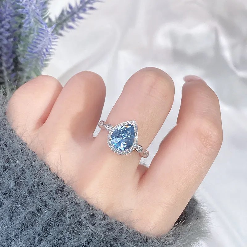 Fashion Colored Gems S925 Sterling Silver Ring