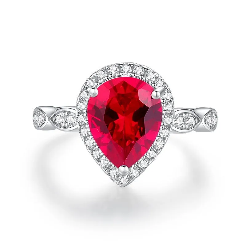 Fashion Colored Gems S925 Sterling Silver Ring