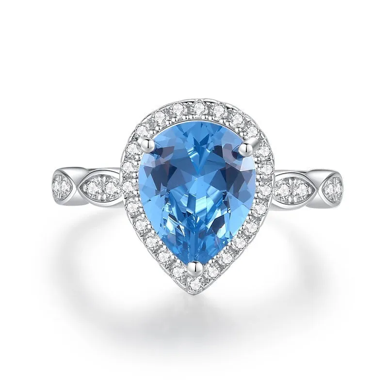 Fashion Colored Gems S925 Sterling Silver Ring