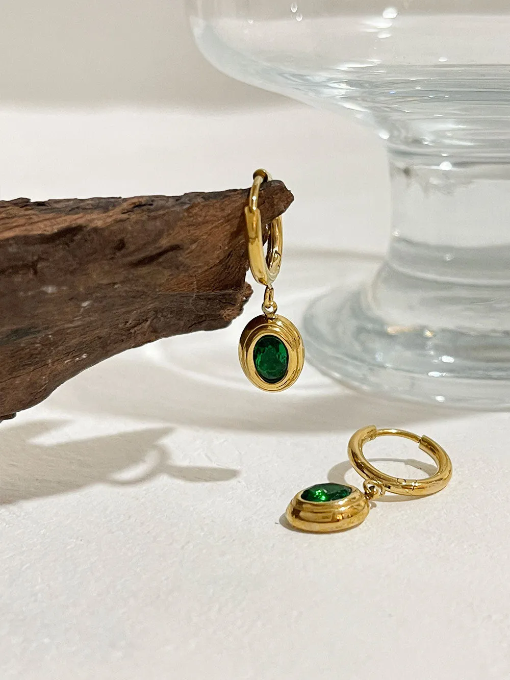 Fashion Emerald Zircon Earrings