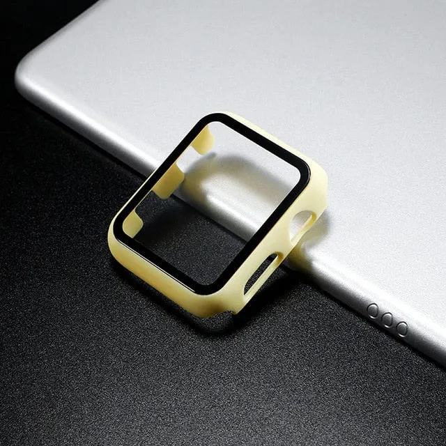 Glass Cover For Apple Watch case 44mm 40mm 42mm 38mm iWatch case Accessorie bumper Screen Protector Apple watch serie 3 4 5 6 SE