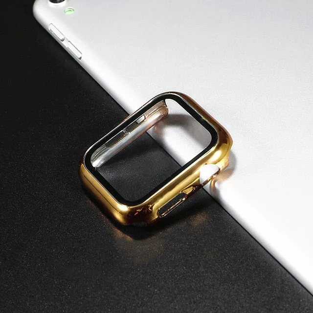 Glass Cover For Apple Watch case 44mm 40mm 42mm 38mm iWatch case Accessorie bumper Screen Protector Apple watch serie 3 4 5 6 SE