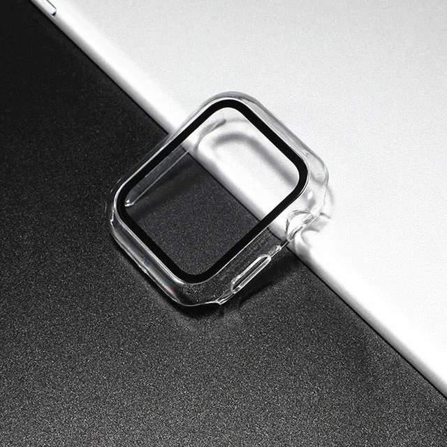 Glass Cover For Apple Watch case 44mm 40mm 42mm 38mm iWatch case Accessorie bumper Screen Protector Apple watch serie 3 4 5 6 SE