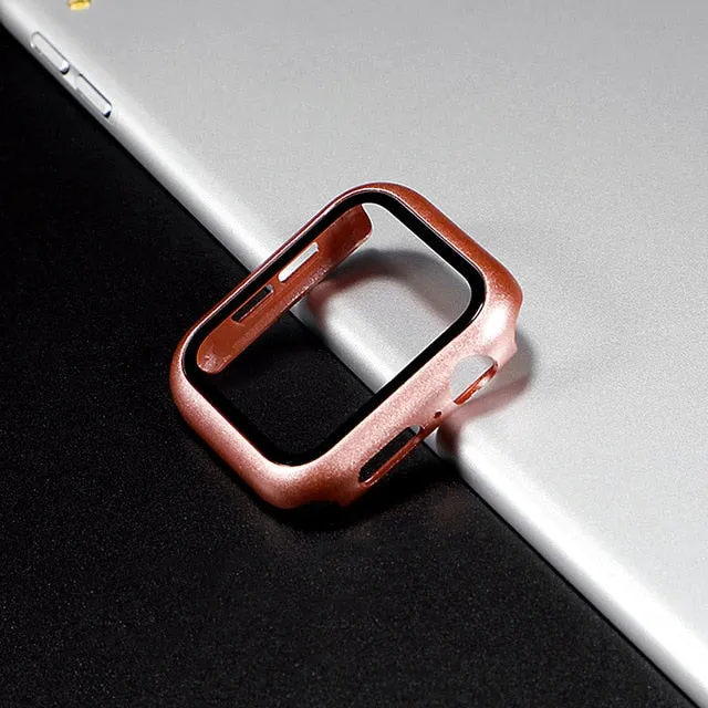 Glass Cover For Apple Watch case 44mm 40mm 42mm 38mm iWatch case Accessorie bumper Screen Protector Apple watch serie 3 4 5 6 SE