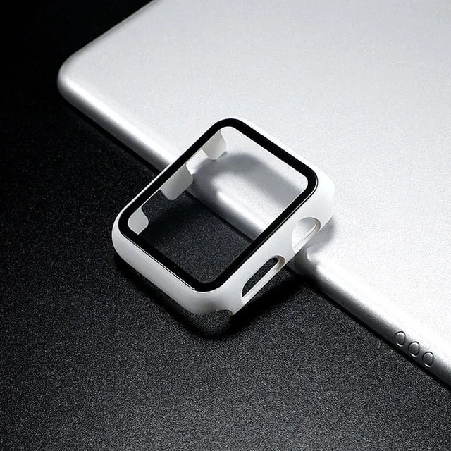 Glass Cover For Apple Watch case 44mm 40mm 42mm 38mm iWatch case Accessorie bumper Screen Protector Apple watch serie 3 4 5 6 SE