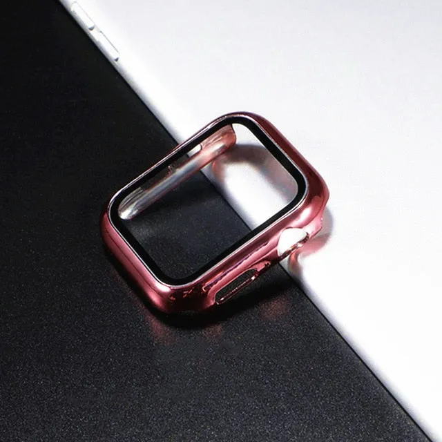 Glass Cover For Apple Watch case 44mm 40mm 42mm 38mm iWatch case Accessorie bumper Screen Protector Apple watch serie 3 4 5 6 SE