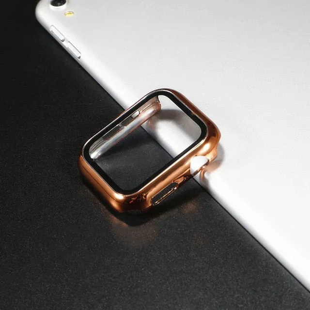Glass Cover For Apple Watch case 44mm 40mm 42mm 38mm iWatch case Accessorie bumper Screen Protector Apple watch serie 3 4 5 6 SE
