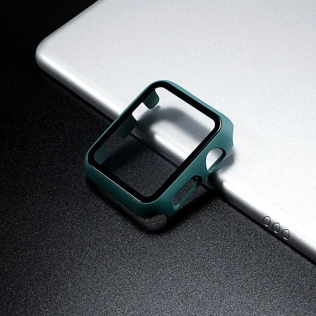 Glass Cover For Apple Watch case 44mm 40mm 42mm 38mm iWatch case Accessorie bumper Screen Protector Apple watch serie 3 4 5 6 SE