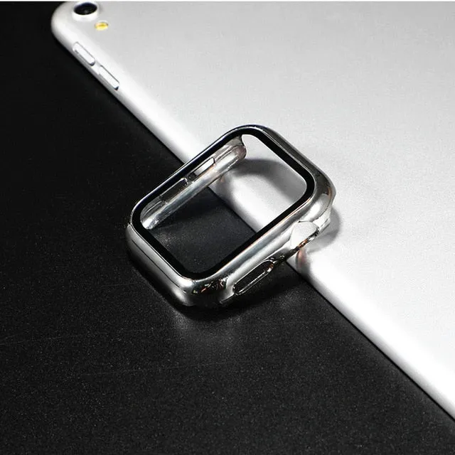 Glass Cover For Apple Watch case 44mm 40mm 42mm 38mm iWatch case Accessorie bumper Screen Protector Apple watch serie 3 4 5 6 SE