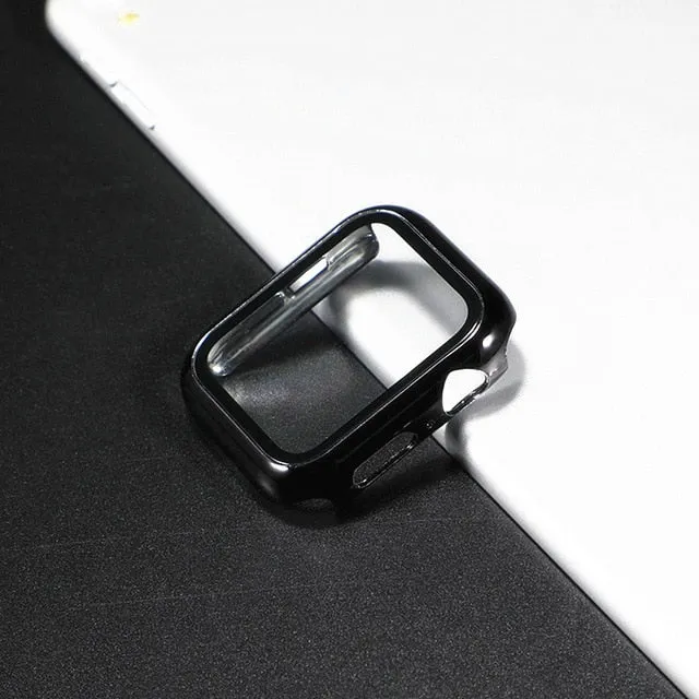 Glass Cover For Apple Watch case 44mm 40mm 42mm 38mm iWatch case Accessorie bumper Screen Protector Apple watch serie 3 4 5 6 SE