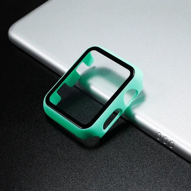 Glass Cover For Apple Watch case 44mm 40mm 42mm 38mm iWatch case Accessorie bumper Screen Protector Apple watch serie 3 4 5 6 SE