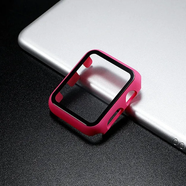 Glass Cover For Apple Watch case 44mm 40mm 42mm 38mm iWatch case Accessorie bumper Screen Protector Apple watch serie 3 4 5 6 SE