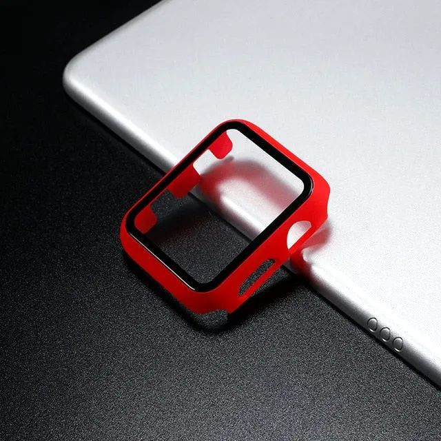 Glass Cover For Apple Watch case 44mm 40mm 42mm 38mm iWatch case Accessorie bumper Screen Protector Apple watch serie 3 4 5 6 SE