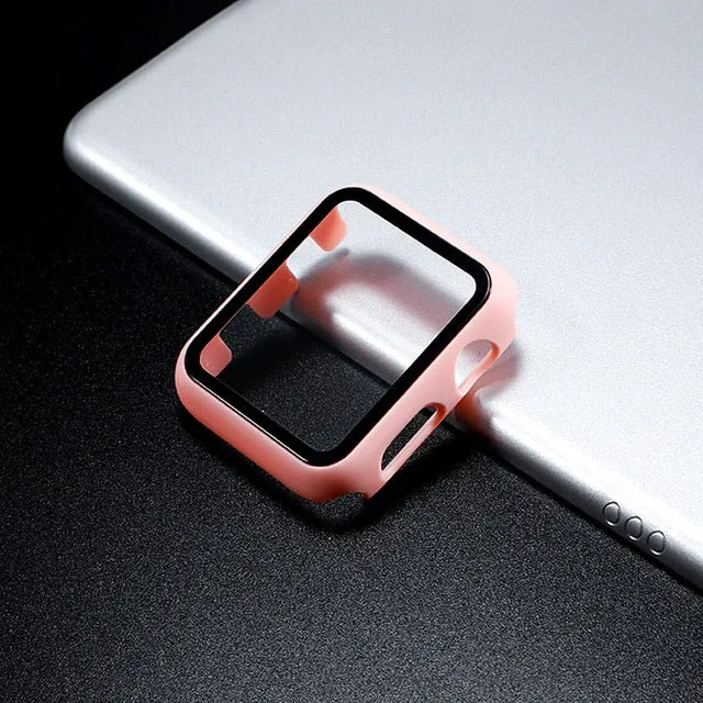 Glass Cover For Apple Watch case 44mm 40mm 42mm 38mm iWatch case Accessorie bumper Screen Protector Apple watch serie 3 4 5 6 SE