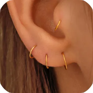 Gold Conch Hoops Earrings for Women, Conch Piercing Jewelry Gold, 14K Gold Filled, 22 Guage, 11mm, 22g