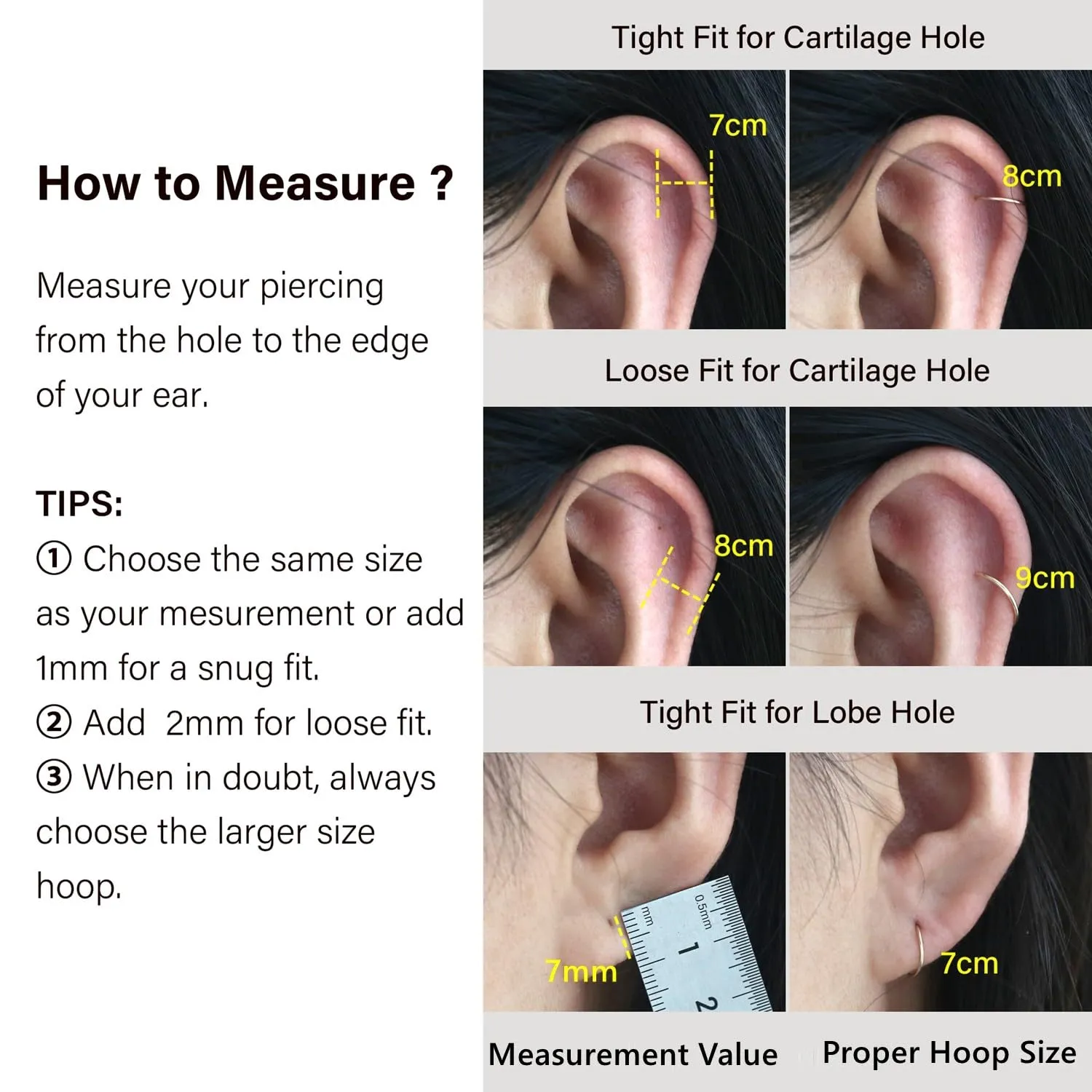 Gold Conch Hoops Earrings for Women, Conch Piercing Jewelry Gold, 14K Gold Filled, 22 Guage, 11mm, 22g