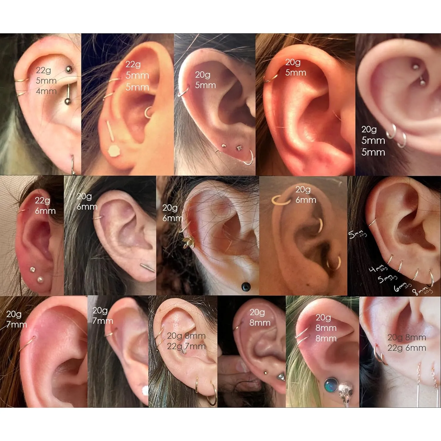 Gold Conch Hoops Earrings for Women, Conch Piercing Jewelry Gold, 14K Gold Filled, 22 Guage, 11mm, 22g
