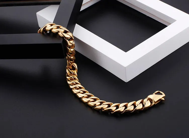 Gold IP-Plated Stainless-Steel Miami Cuban Link Bracelet 9