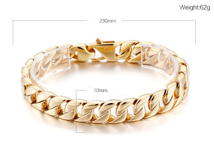 Gold IP-Plated Stainless-Steel Miami Cuban Link Bracelet 9