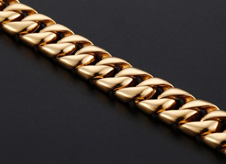 Gold IP-Plated Stainless-Steel Miami Cuban Link Bracelet 9