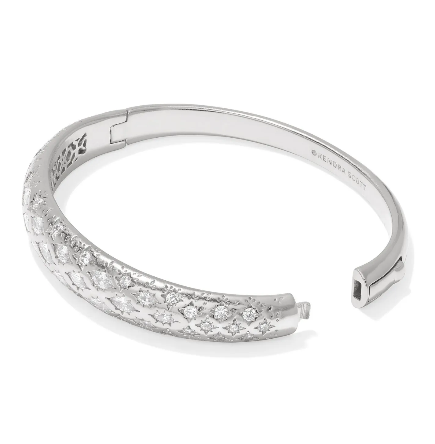 Holland Silver Bangle Bracelet in White Crystal (M/L) | KENDRA SCOTT