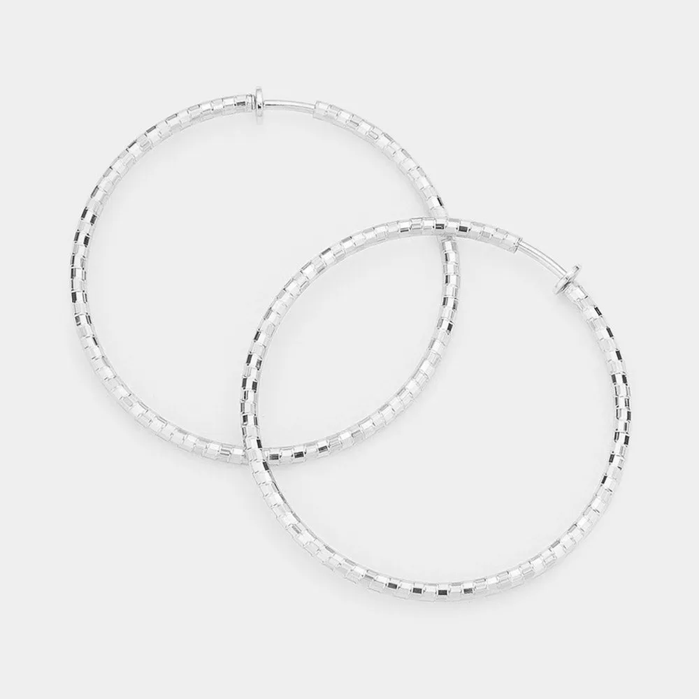 iLLASPARKZ 2.25 Inch Metal Hoop Clip On Earrings
