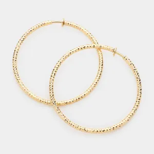 iLLASPARKZ 2.25" Textured Metal Hoop Clip on Earrings