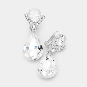iLLASPARKZ Crystal rhinestone teardrop clip on earrings