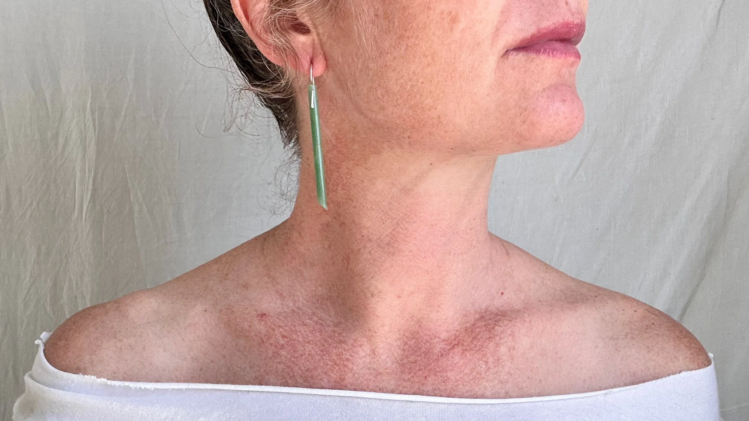 Jade & Sterling Silver Earrings. Canadian Jade. 1361