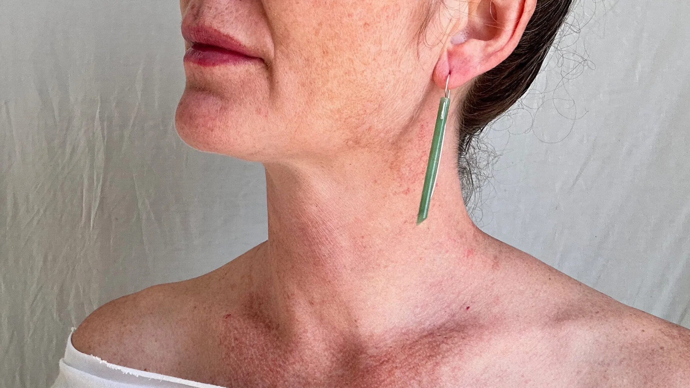 Jade & Sterling Silver Earrings. Canadian Jade. 1361