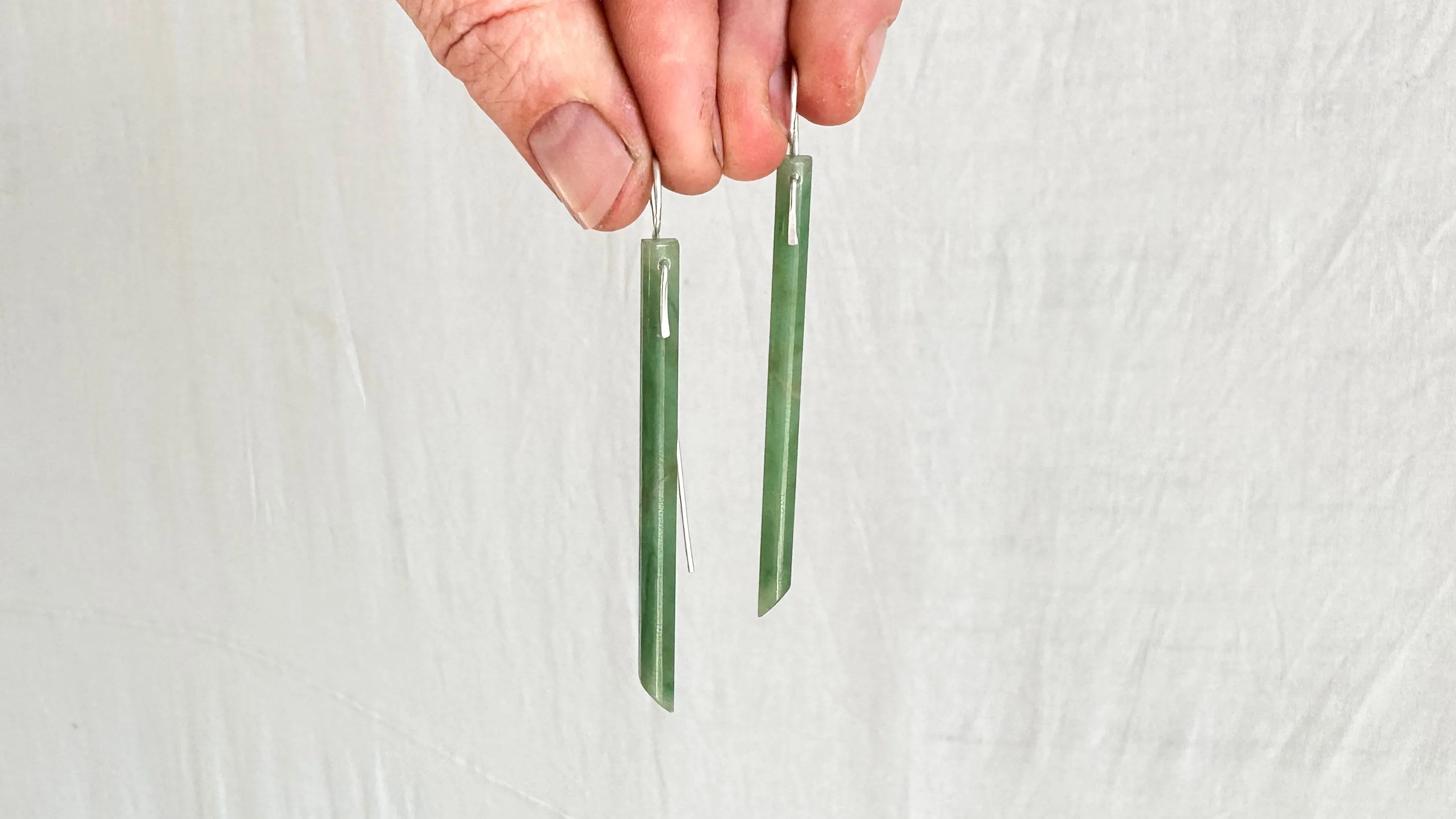 Jade & Sterling Silver Earrings. Canadian Jade. 1361